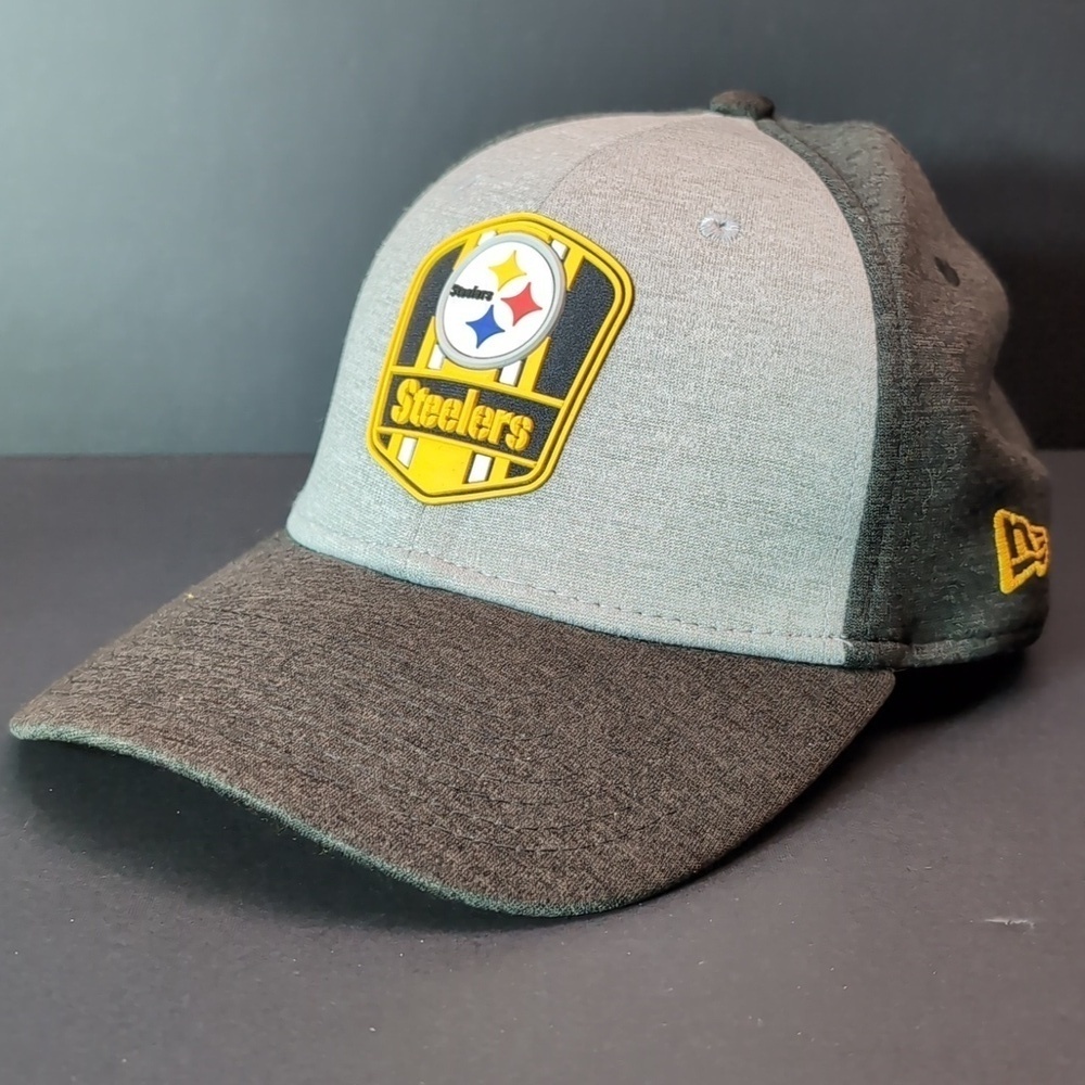 New Era,NFL, Pittsburgh Steelers Men's Gray, Yellow Fitted Hat,L/XL.